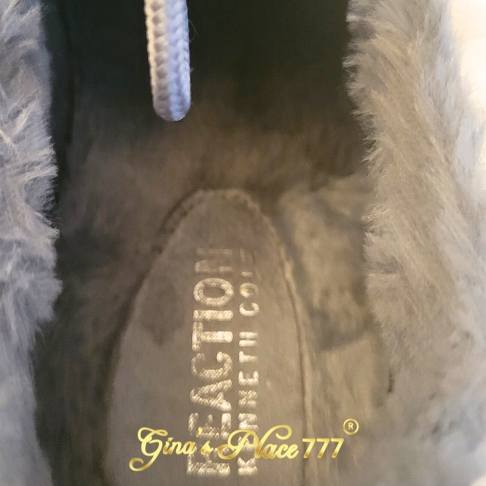 Kenneth Cole Reaction Cari Cozy Faux Fur Jewel Jogger Sneaker Gray Size 9 - Picture 8 of 15